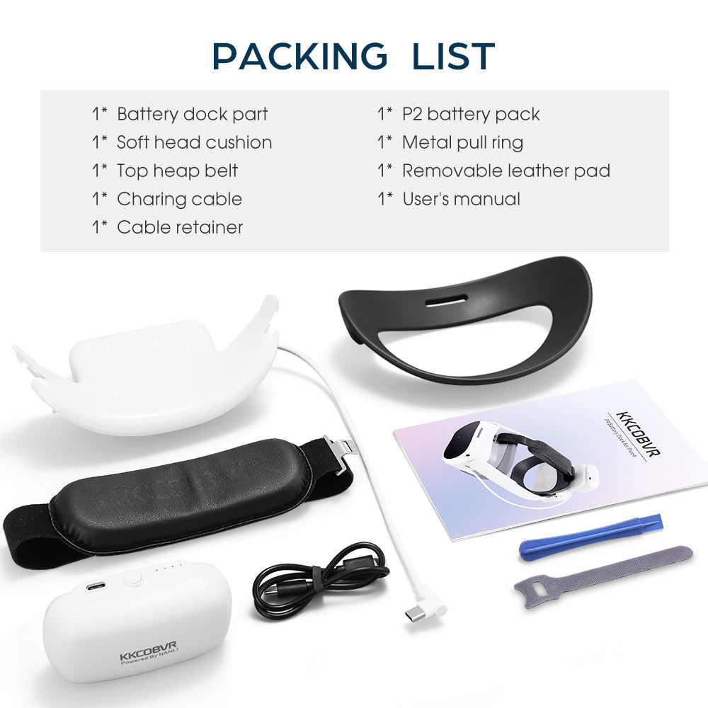 KKCOBVR P4 10000mAh Hot-Swappable Battery Head Strap Compatible with Pico4