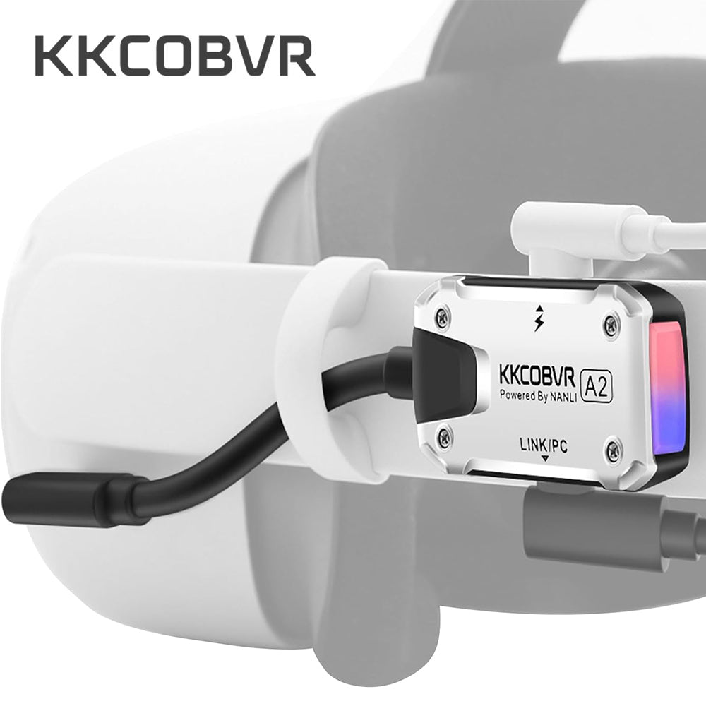 KKCOBVR A2 Link Cable Adapter Compatible with Quest 1/ 2 / Pro/ PICO4 Use with Battey Head Strap Accessories Streaming PC Game