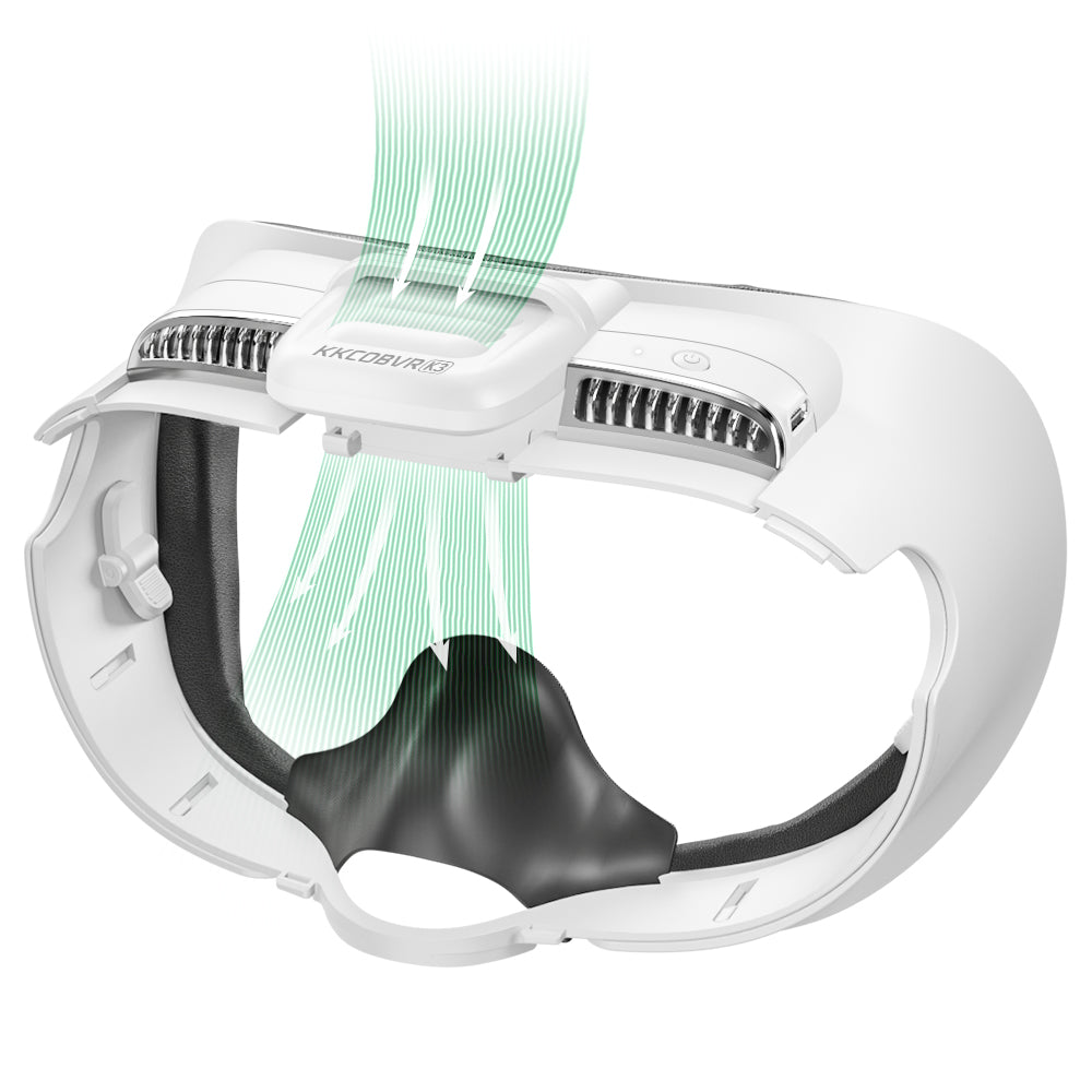 KKCOBVR K3 Gesichtsschnittstellenlüfter mit Leder-Gesichtspolster, kompatibel mit Quest3, lindert das Beschlagen der Linse und passt zur Verwendung mit dem Quest 3-Headset