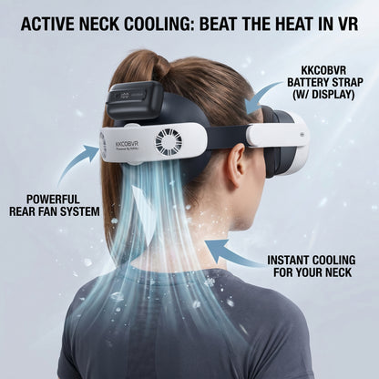 KKCOBVR Q3U 10000mAh Magnetic Halo Strap for Quest 3/3S, Dual Neck Fans & Removable Front Magnetic Cooling Fan