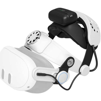 KKCOBVR Q3U 10000mAh Magnetic Halo Strap for Quest 3/3S, Dual Neck Fans & Removable Front Magnetic Cooling Fan