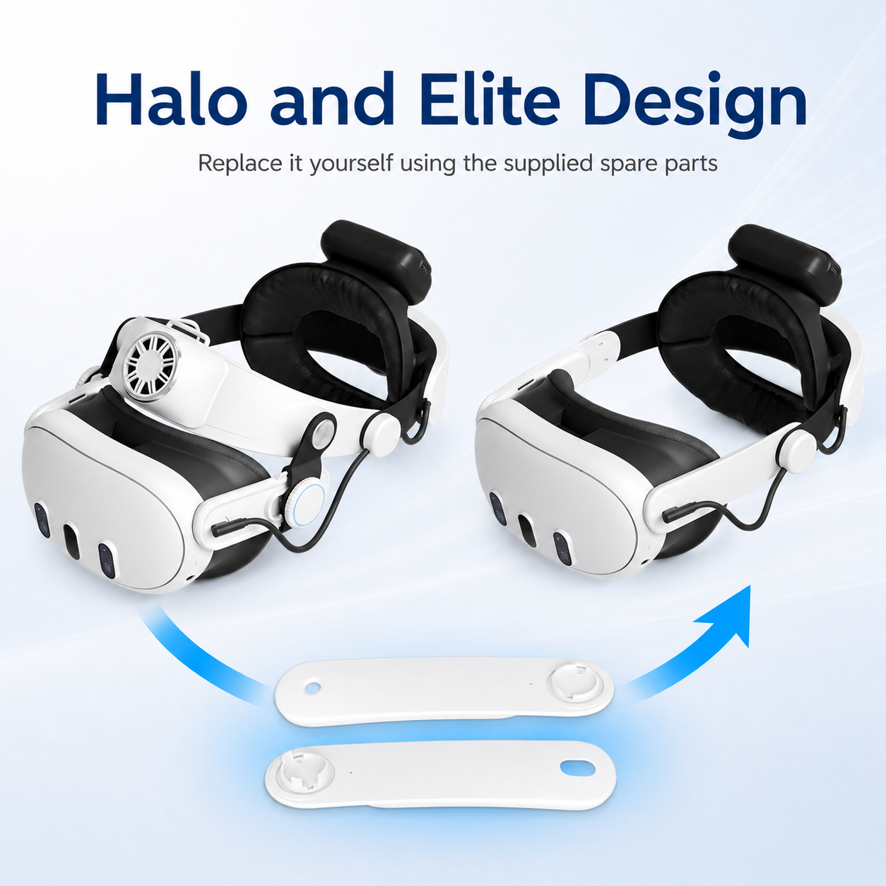 KKCOBVR Q3U 10000mAh Magnetic Halo Strap for Quest 3/3S, Dual Neck Fans & Removable Front Magnetic Cooling Fan