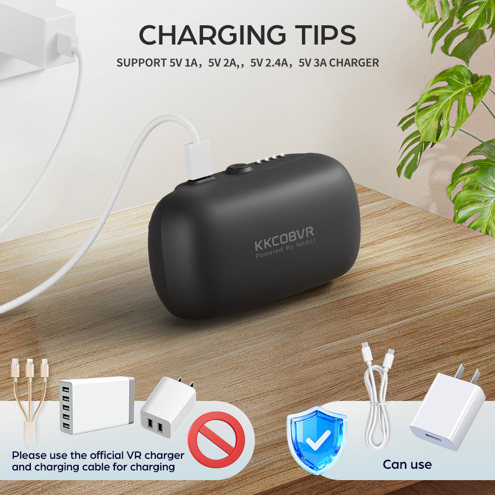 KKCOBVR Schwarzer P2-Akku mit 10000 mH, passend für KKCOBVR Q3PRO/Q2PRO/O2/P4, Akku-Kopfband, kompatibel mit Quest 3/2/PRO 